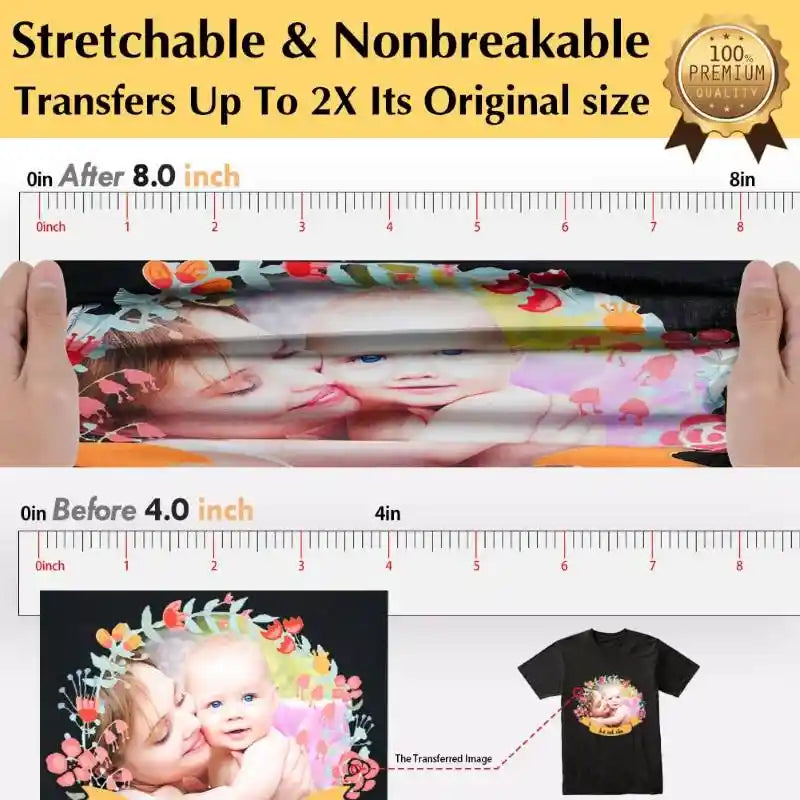 Stretchable & Nonbreakable Dark 1.0 fabric heat transfer paper applications.