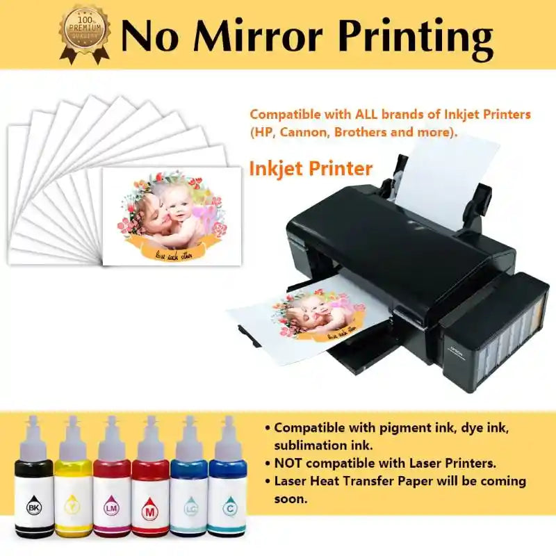 No mirror printing required with Dark 1.0 fabric heat transfer paper.
