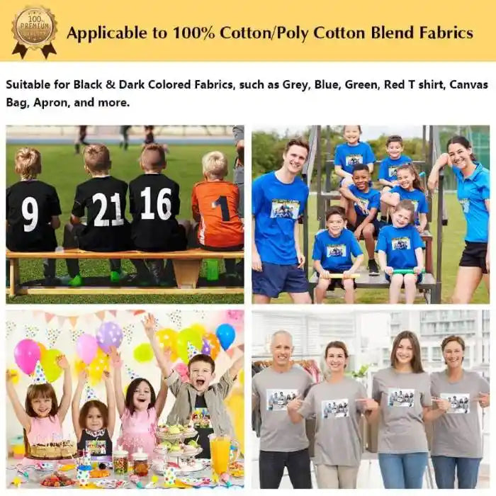 Dark 6.0 fabric heat transfer paper applications.