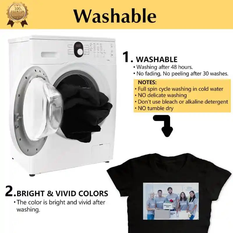 Washable Dark 6.0 fabric heat transfer paper ensuring long-lasting prints.