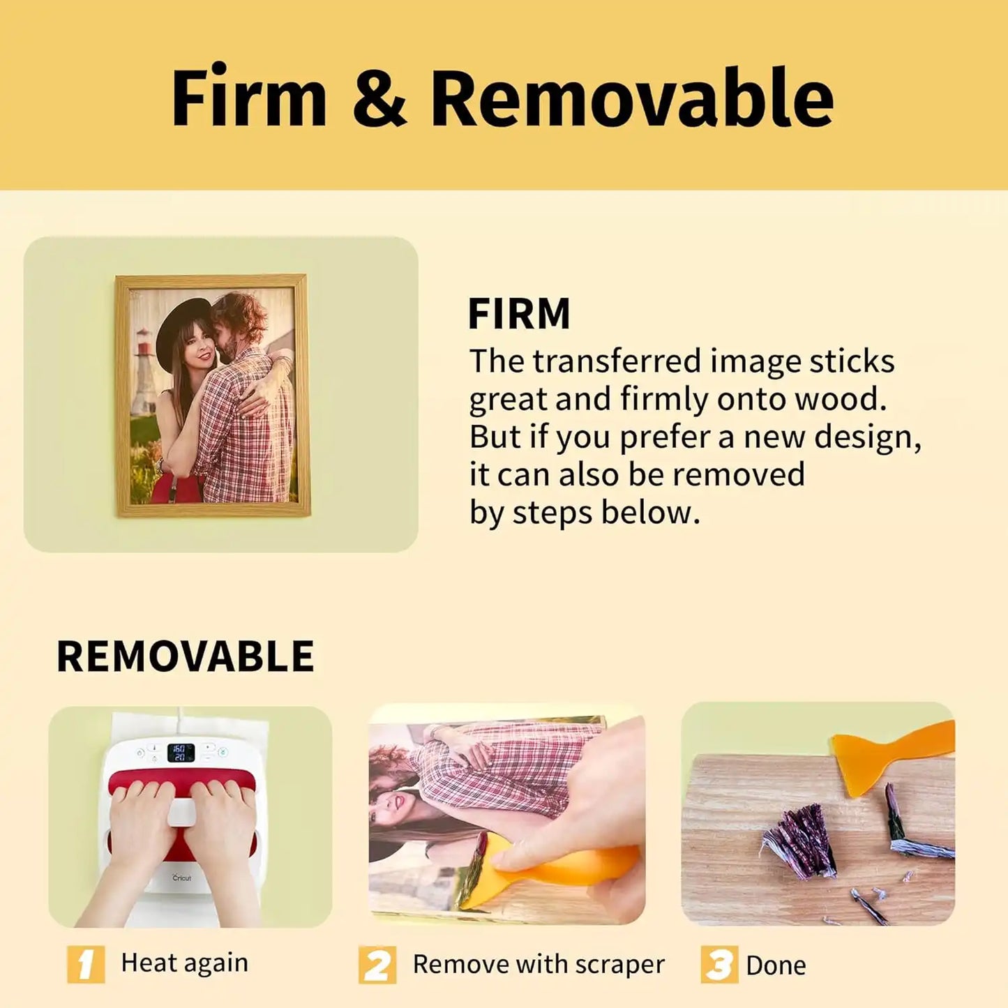 Firm and removable transfer design using TRU WOOD Heat Transfer Paper.