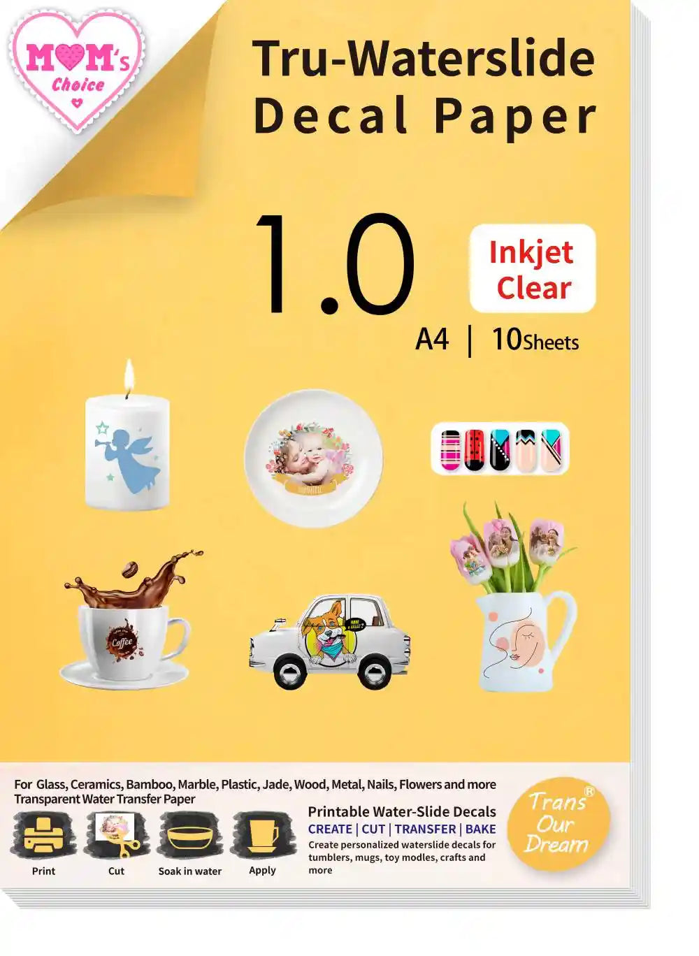 Clear Water Slide Decal Paper | TransOurDream | Inkjet Clear 1.0